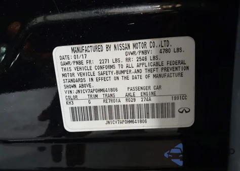 2017 Infiniti Q50 2.0T Premium из США, поврежденный, VIN JN1CV7AP0HM641806